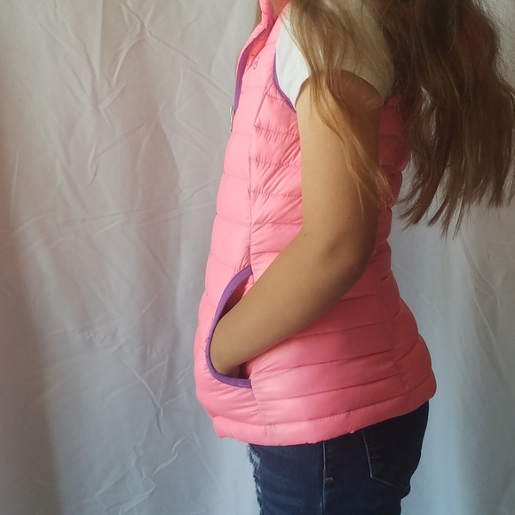 Girls Pink Puffer Vest Free Country Size 7/8 - Picture 4 of 5